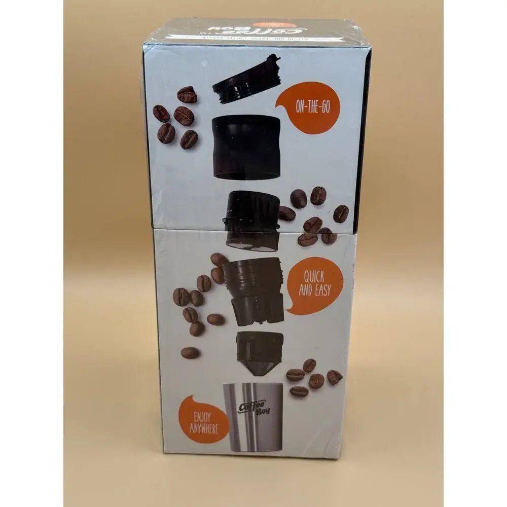 ☕ Coffee Boy All-In-One Fresh Coffee Maker Travel Grinder Cup NEW Sealed